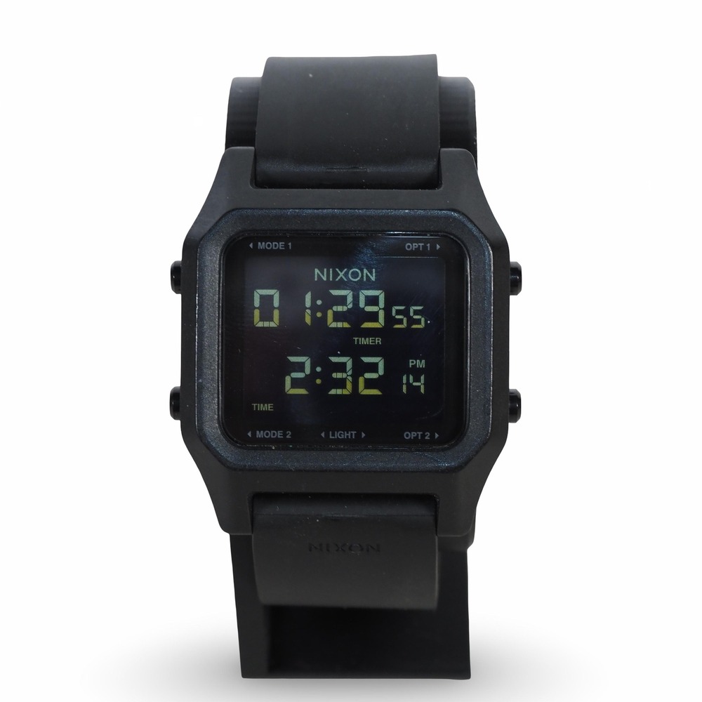 Nixon Staple Black Digital Watch Dual Display Timer Rubber Band A1309-001 - Picture 1 of 8